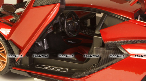 LAMBORGHINI SIAN FKP 37 HYBRID 2020 red, Burago 1:18