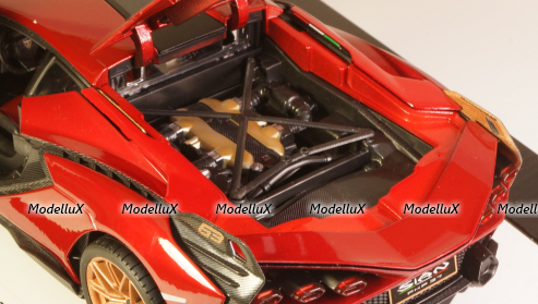 LAMBORGHINI SIAN FKP 37 HYBRID 2020 red, Burago 1:18