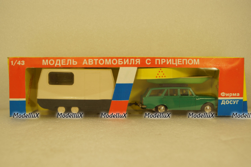 Москвич-426 зеленый с прицепом Дача, Фирма Досуг 1:43