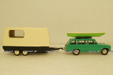 Ваз-2102 зеленый с прицепом Дача, Фирма Досуг 1:43