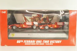 Ferrari F10 F.Alonso and F.Massa 2010 (80th Bahrain GP One-Two Victory 14.03.2010), set of two car, V7423, Hot Wheels 1:43