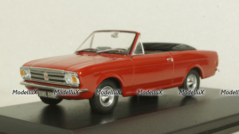Ford Cortina Crayford Convertible, red RHD open canopy, Oxford 1:43