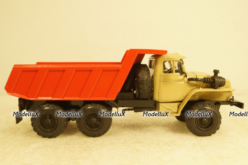 Урал-55571, самосвал, бежево/оранжевый, Элекон 1:43