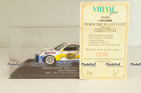 Porsche 911(996) GT3 Cup #7 Carrera cup 1999, B.Maylander, white, XCL025, ONYX 1:43