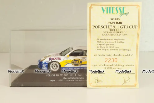 Porsche 911(996) GT3 Cup #7 Carrera cup 1999, B.Maylander, white, XCL025, ONYX 1:43