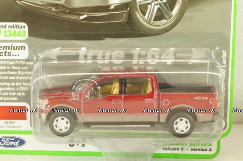 Ford F-150 Lariat pickup 2019, red, AW64322, AutoWorld 1:64