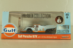 Porsche 917K Gulf #20 with figuren Steve McQueen, blue, McQueen Collection, 86435, Greenlight 1:43