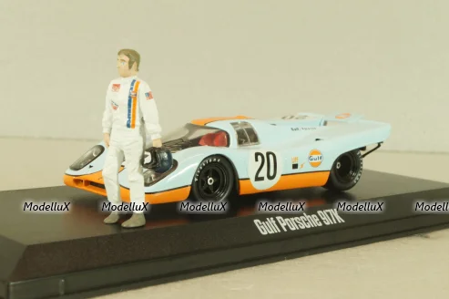 Porsche 917K Gulf #20 with figuren Steve McQueen, blue, McQueen Collection, 86435, Greenlight 1:43