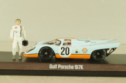 Porsche 917K Gulf #20 with figuren Steve McQueen, blue, McQueen Collection, 86435, Greenlight 1:43