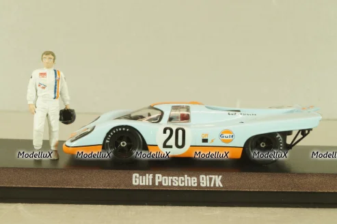 Porsche 917K Gulf #20 with figuren Steve McQueen, blue, McQueen Collection, 86435, Greenlight 1:43