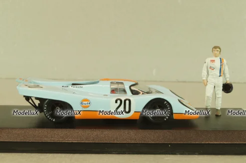 Porsche 917K Gulf #20 with figuren Steve McQueen, blue, McQueen Collection, 86435, Greenlight 1:43