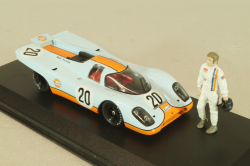 Porsche 917K Gulf #20 with figuren Steve McQueen, blue, McQueen Collection, 86435, Greenlight 1:43