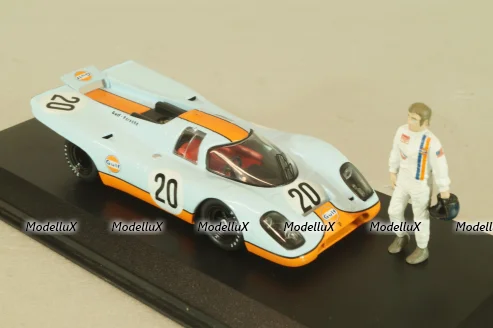 Porsche 917K Gulf #20 with figuren Steve McQueen, blue, McQueen Collection, 86435, Greenlight 1:43