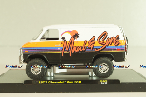 Chevrolet Van G10 1971, white/orange/black, 32500-R92, M2 1:64 