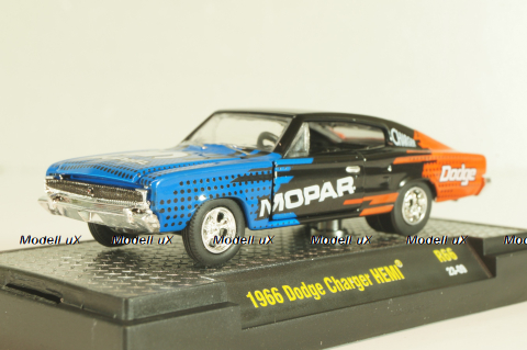 Dodge Charger HEMI "Mopar" 1966, blue/black/red, 32600-R66, M2 1:64