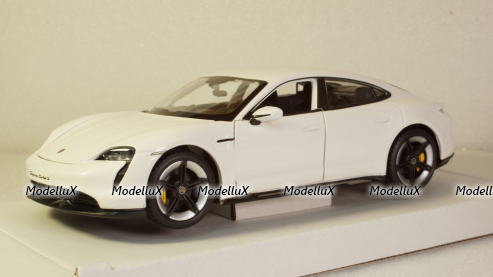 Porsche Taycan Turbo S, white, Burago 1:24