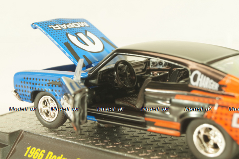 Dodge Charger HEMI "Mopar" 1966, blue/black/red, 32600-R66, M2 1:64