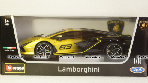 Lamborghini Sian FKP 37 2020 (Yellow Fade Color), 11100, Burago 1:18