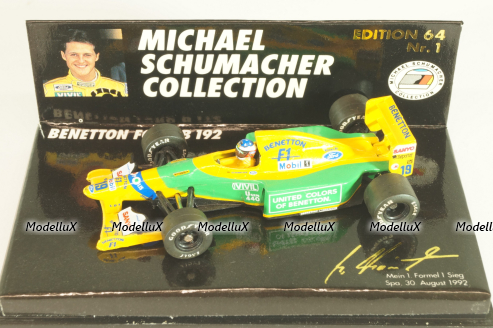 Benetton Ford B M.Schumacher, SPA 30 August 1992,  F1,MSC641100, Minichamps 1:64