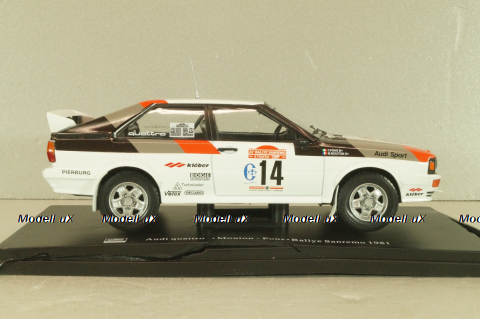 Audi Quattro #14 Rally Sanremo 1981, Mouton/Pons, G113U021, Hachette 1:24