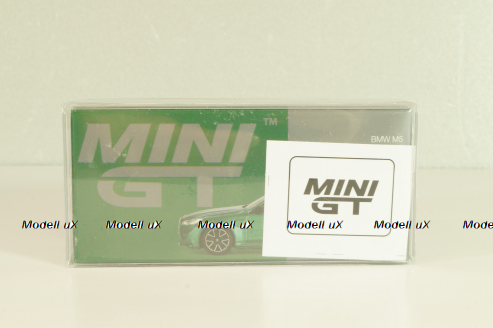 BMW M5 (G90) 2017 Isle of Man, green metallic, 01086-CH, MiniGT 1:64