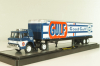 Ford C-600 truck with semi-trailer GULF 1970 and Ford Mustang Fastback 2+2 1968, grey, 36000, M2 1:64