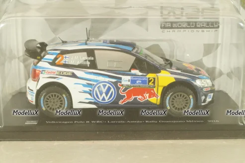 Volkswagen Polo R WRC #2, Winner Rally Guanajuato Mexico 2016, Latvala/Anttila, WRC Collection, Hachette #64, 1:24