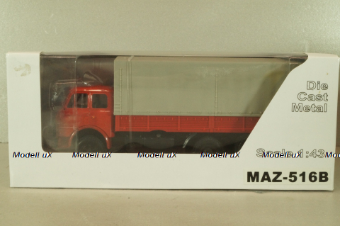 Маз-516В, красный с тентом, Наш автопром 1:43