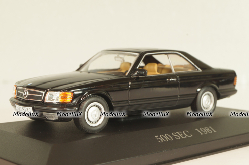 Mercedes-Benz 500 SEC (W126) 1981, black, MBOMS033, Mercedes-Benz Offizielle Modell-Sammlung #33, Altaya 1:43 