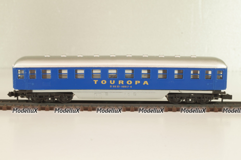 Вагон пассажирский Touropa 2-класс, (number 51 80 53 - 40017 - 6 ), 4-х осный, DB, Epoche III (1949 - 1970) , синий, 0343, Arnold 1:160 (N) #3