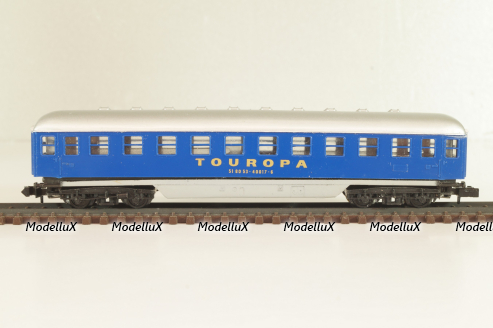 Вагон пассажирский Touropa 2-класс, (number 51 80 53 - 40017 - 6 ), 4-х осный, DB, Epoche III (1949 - 1970) , синий, 0343, Arnold 1:160 (N) #3