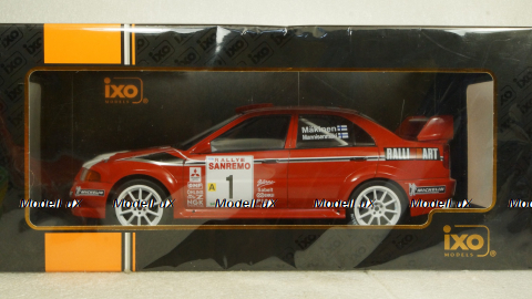 Mitsubishi Lancer RS Evolution VI, No.1 Rallye WM, Rally San Remo T.Maekinen/R.Mannisenmaeki, IXO 1:18