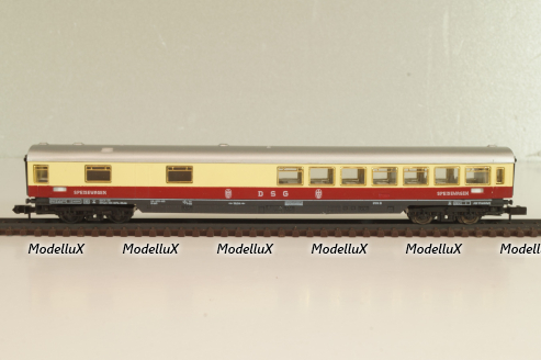 Вагон ресторан, (number 51 80 19-50 171-2), 4-х осный, DRG, Epoche IV (1970–1985) с освещением, белый/красный, 0384, Arnold 1:160 (N)
