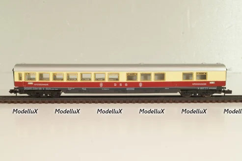 Вагон ресторан, (number 51 80 19-50 171-2), 4-х осный, DRG, Epoche IV (1970–1985) с освещением, белый/красный, 0384, Arnold 1:160 (N)