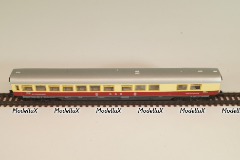 Вагон ресторан, (number 51 80 19-50 171-2), 4-х осный, DRG, Epoche IV (1970–1985) с освещением, белый/красный, 0384, Arnold 1:160 (N)