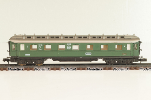 Вагон пассажирский, 1/2-класс (number 178295), 4-х осный, DR, Epoche II (1920 - 1950) с освещением, зеленый, 0338, Arnold 1:160 (N)