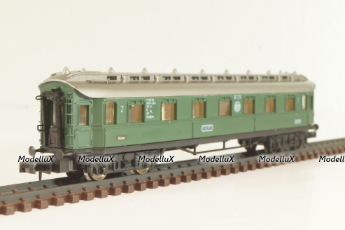 Вагон пассажирский, 1/2-класс (number 178295), 4-х осный, DR, Epoche II (1920 - 1950) с освещением, зеленый, 0338, Arnold 1:160 (N)