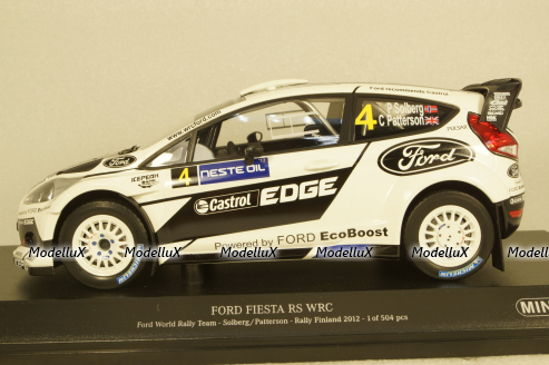 Ford Fiesta RS WRC Ford World Rallye Team Rallye Finland 2012 Solberg / Patterson, 151120804, Minichamps 1:18