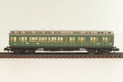 Вагон пассажирский, 2/3-класс (number), 4-х осный, DRG, Epoche II (1920 - 1950) с освещением, зеленый, 2931, Arnold 1:160 (N)