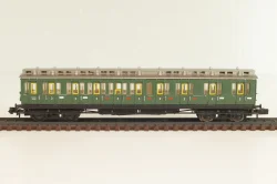 Вагон пассажирский, 2/3-класс (number), 4-х осный, DRG, Epoche II (1920 - 1950) с освещением, зеленый, 2931, Arnold 1:160 (N)