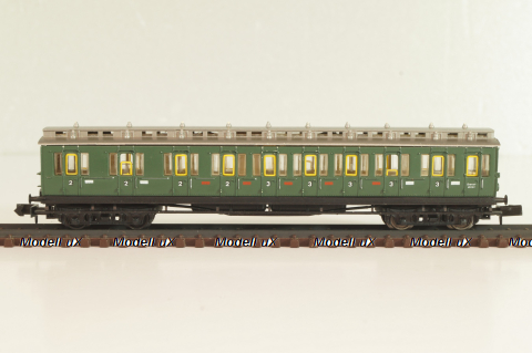 Вагон пассажирский, 2/3-класс (number), 4-х осный, DRG, Epoche II (1920 - 1950) с освещением, зеленый, 2931, Arnold 1:160 (N)