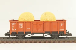 Вагон грузовой, открытый тип O mm 55 с грузом "кабельные катушки" (number 884 262), 2-х осный, DB, Epoche IV (1970–1985), коричневый, 8205, Fleischmann 1:160 (N)