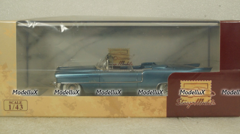 Cadillac Eldorado Biarritz Open top Bahama Blue Metallic 1955, STM55001, Stamp models 1:43