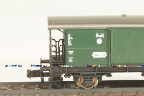 Вагон багажный, 2-х осный, DRG, Epoche II (1920 - 1950) с освещением, зеленый, 8055, Fleischmann 1:160 (N)
