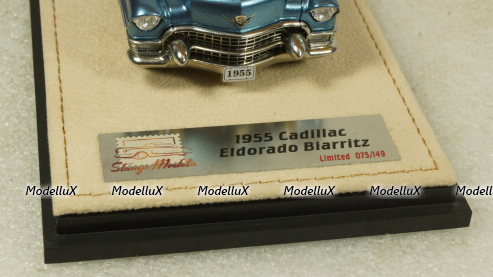 Cadillac Eldorado Biarritz Open top Bahama Blue Metallic 1955, STM55001, Stamp models 1:43