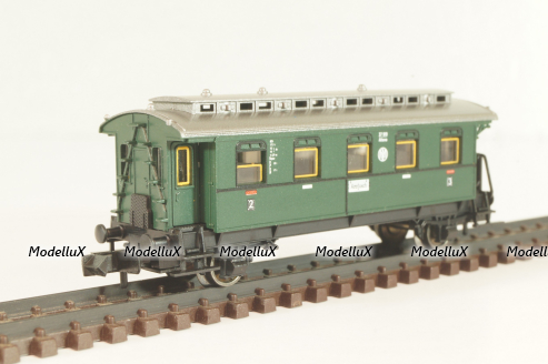 Вагон пассажирский 2/3 -й клас, (number 37 919), 2-х осный, DRG, Epoche II (1920 - 1950) с освещением, зеленый, 8066, Fleischmann 1:160 (N)