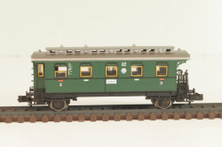 Вагон пассажирский 2/3 -й клас, (number 37 919), 2-х осный, DRG, Epoche II (1920 - 1950) с освещением, зеленый, 8066, Fleischmann 1:160 (N)