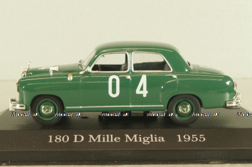 Mercedes-Benz 180 D (W120) #4, Mille Miglia 1955, green, MBOMS080, Mercedes-Benz-Offizielle Modell-Sammlung #80, Altaya 1:43