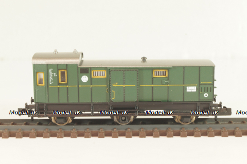 Вагон багажный, (number 055 878), 3-х осный, DRG, Epoche II (1920 - 1950) с освещением, зеленый, 8095, Fleischmann 1:160 (N)