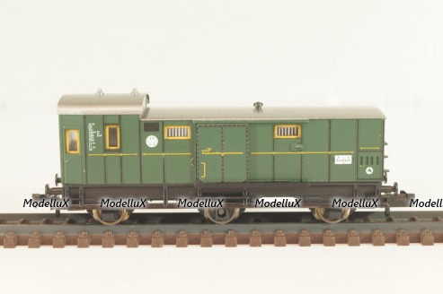 Вагон багажный, (number 055 878), 3-х осный, DRG, Epoche II (1920 - 1950) с освещением, зеленый, 8095, Fleischmann 1:160 (N)